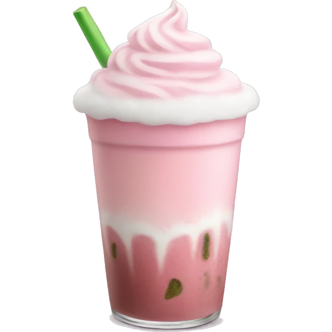 Iced pink matcha latte with cold foam emoji