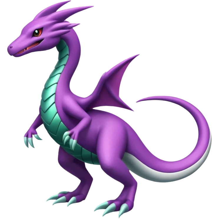 Shiny Green and Purple Salazzle-Seviper-Silvally-Dialga-fusion emoji