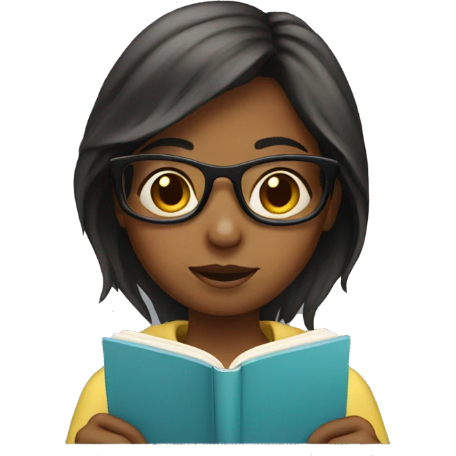Girl with glasses reading  emoji