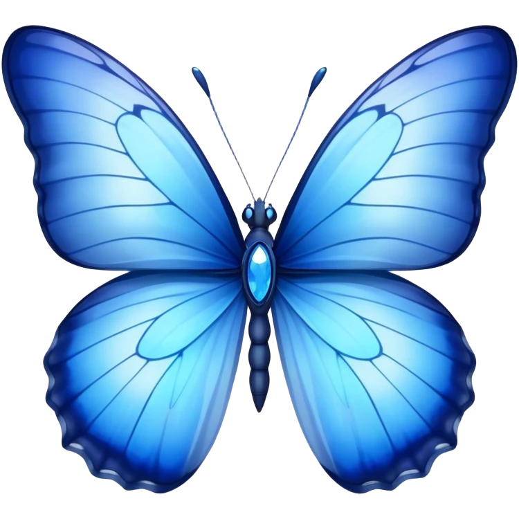 Cinematic Realistic Noble Blue Butterfly Portrait Emoji, Poised and graceful, with delicate, translucent wings rendered in vivid sapphire and indigo tones, a slender, elegant body with finely detailed textures, and gentle, reflective eyes, illuminated by soft natural light, high shine, intelligent and ethereal, styled with an air of refined natural beauty, focused and attentive, soft glowing outline, capturing the essence of a watchful and confident blue butterfly that appears to flutter out of the screen with effortless grace! emoji