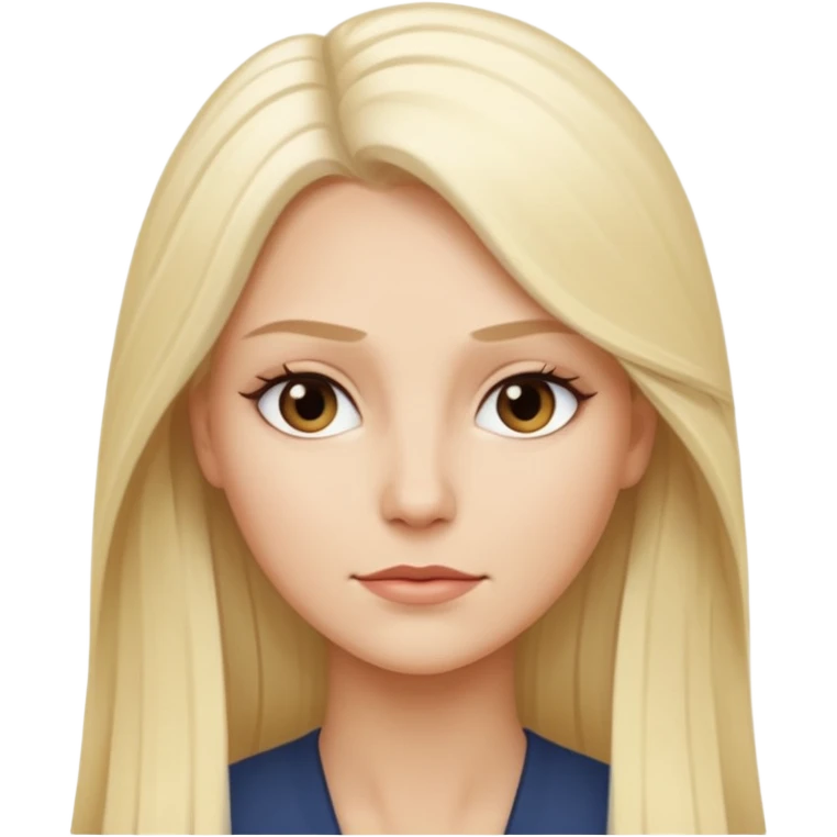 Stylized emoji portrait of a sexy long-haired white-blonde woman, confident expression, smooth skin, minimal makeup, clean background emoji