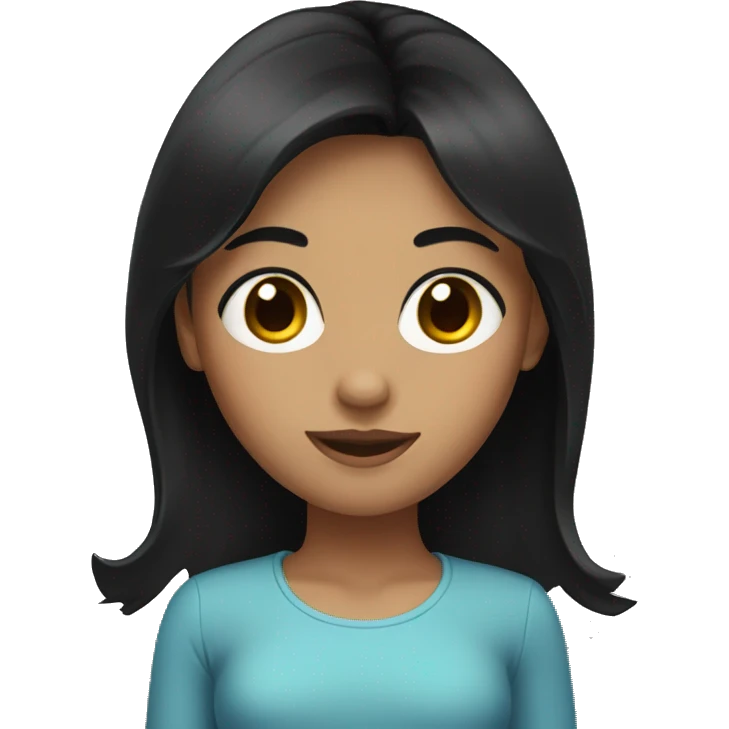 Girl with black middle long hairs and black eyes  emoji