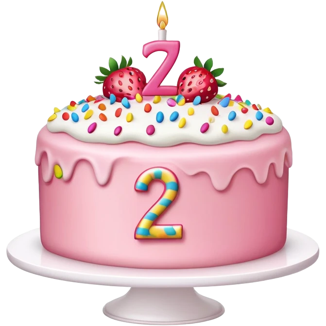 Pink Strawberry birthday cake with the number 27 in the front  emoji