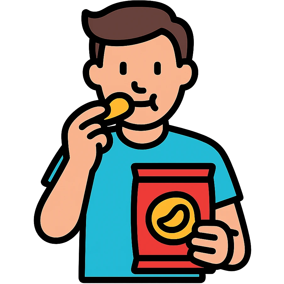 man eating chips emoji