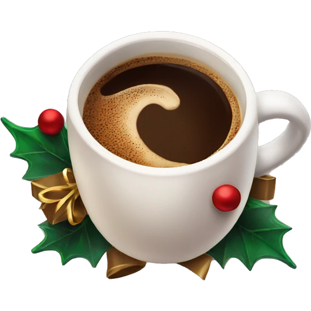 Cup of coffee with christmas decoration emoji