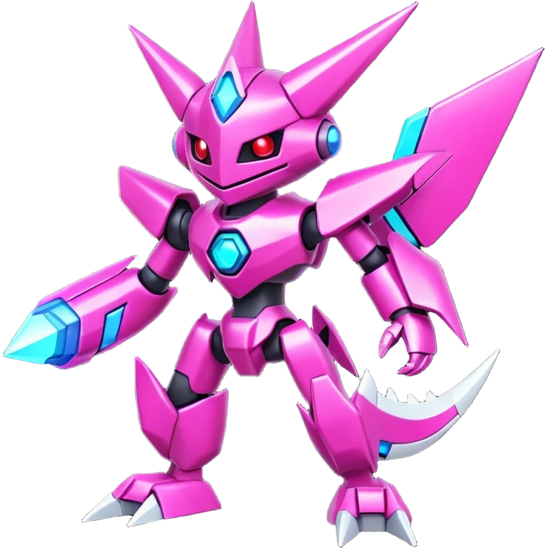 Digital Neon-Magenta Pixel-Fragmented Glitch-Lined Vivid Protogen-Rotom-Digimon fusion creature (full body) emoji