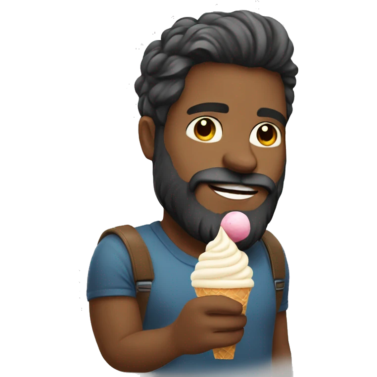 confident guy with beard with ice cream emoji
