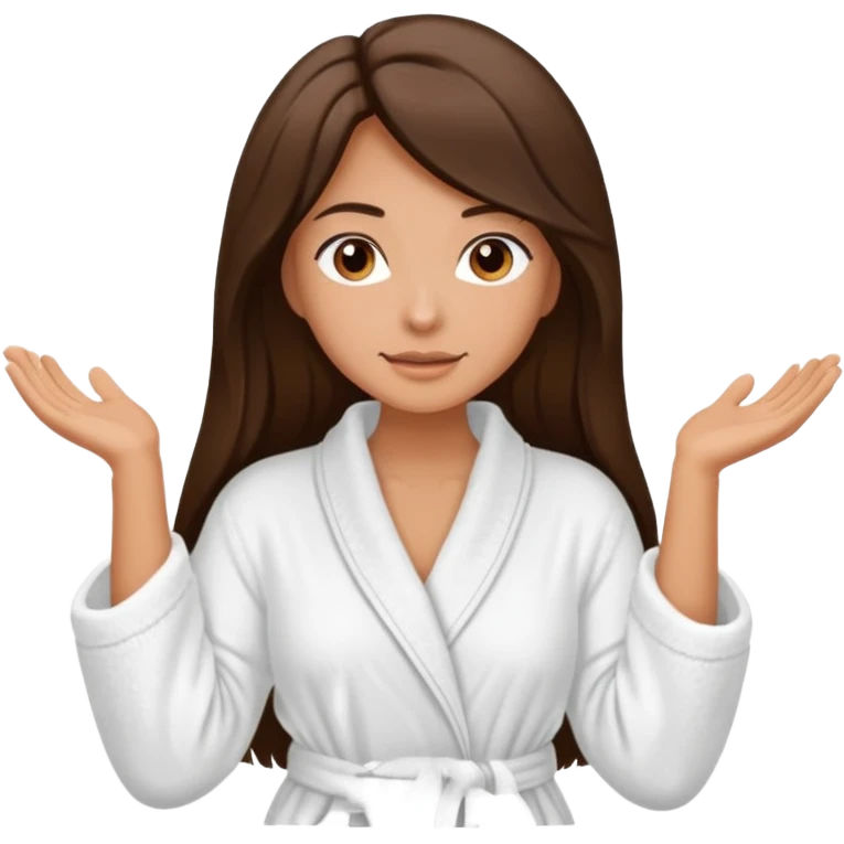 long brunette hair tan skin exfoliating face skincare bathrobe emoji