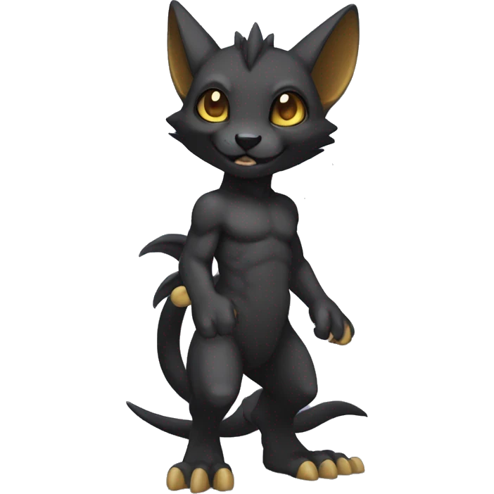 a anthro chibi-style black Fakémon-hybrid full body emoji