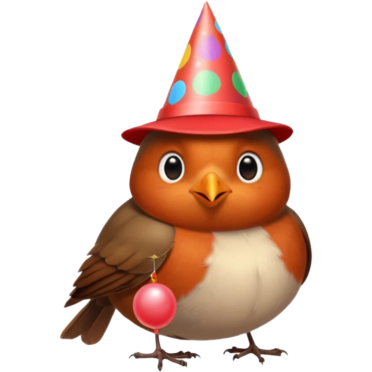 un rouge gorge a son anniversaire emoji