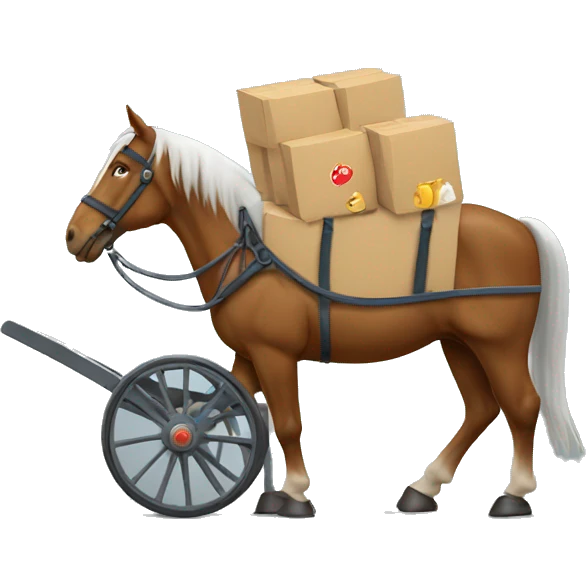 horse with a cart containing bags emoji