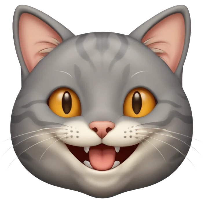 grey cat laughing with years  emoji
