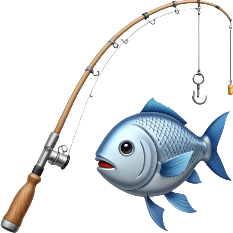 curve fishing rod with fish emoji
