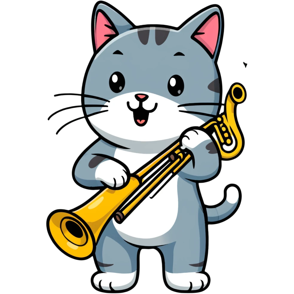 Cat playing a trombone in Hawaii emoji