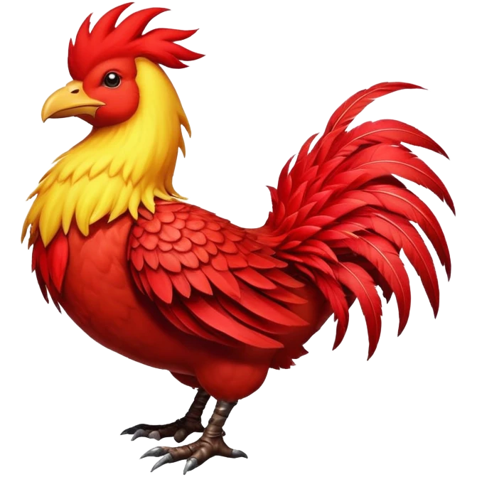 Red chocobo from Final Fantasy, large bird-like mount with bright red feathers emoji