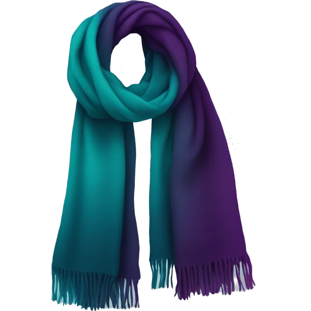 Realistic dark turquoise to dark purple ombre winter scarf isolated. emoji