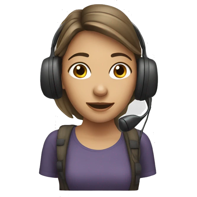 A young woman calling with a headset emoji