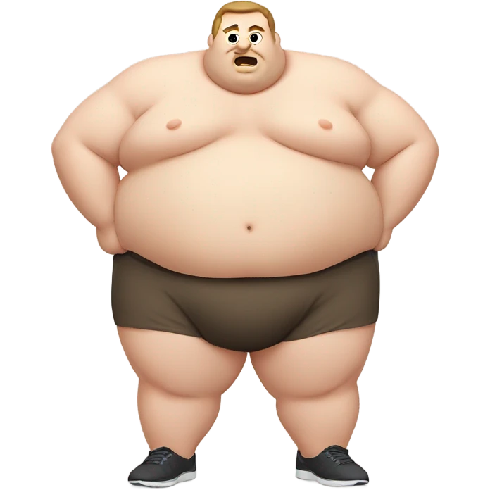 fat white guy shirtless doing sit-ups emoji