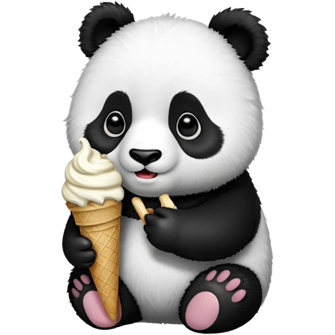 Panda eating ice cream emoji