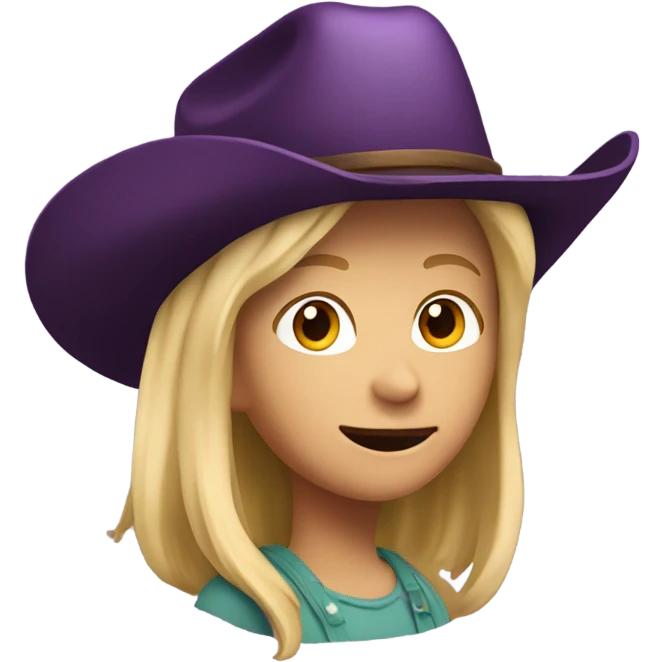 Blonde girl with cow-boy hat on riding eggplant emoji
