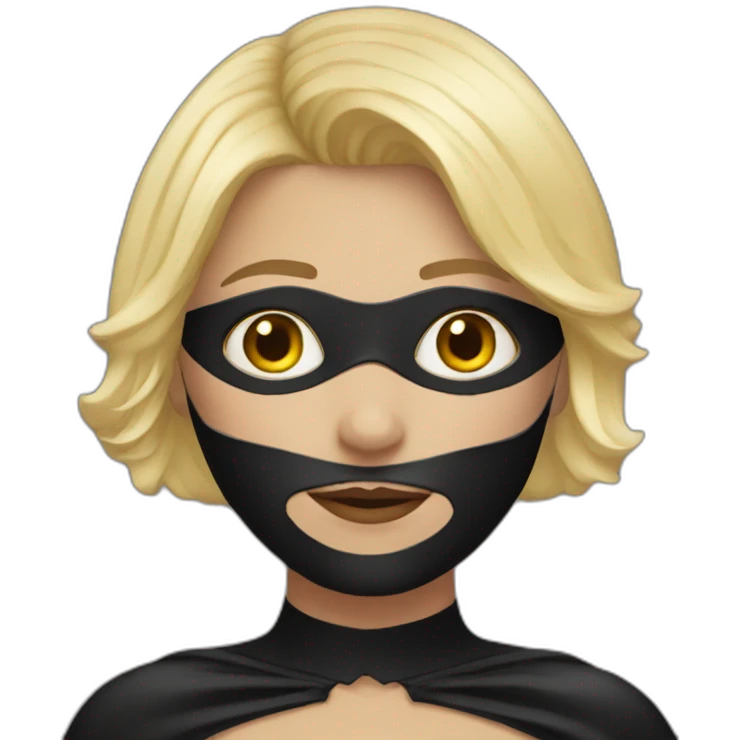 girl short blonde hair wearing batman mask emoji