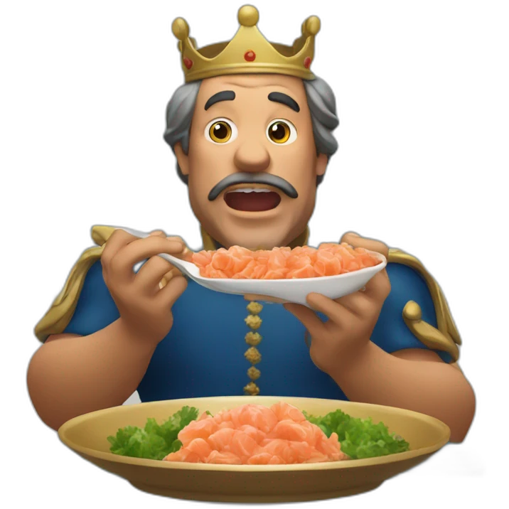 King eating Salmon Tartare emoji