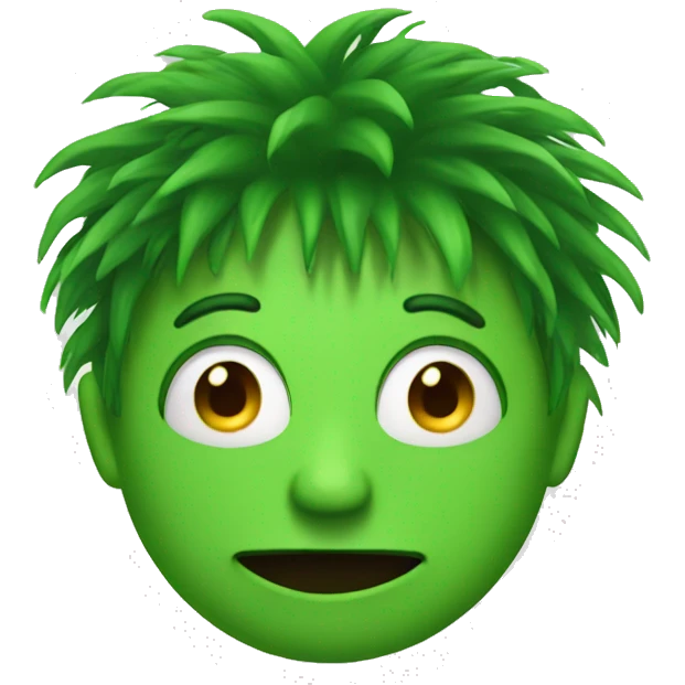 funny green face with hair emoji
