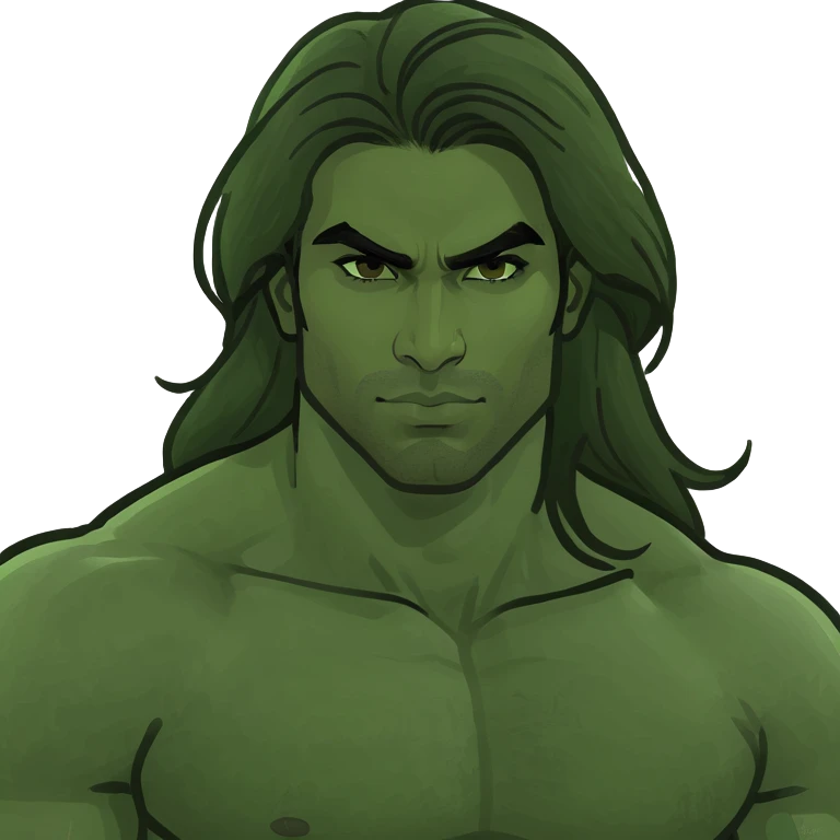 Sexy brown muscular long hair south Asian man  emoji