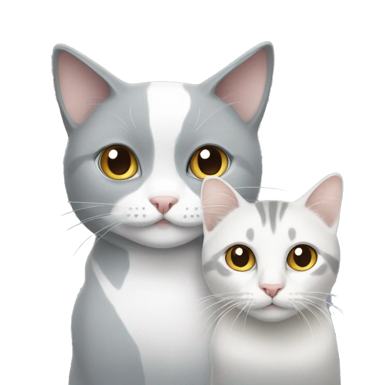 grey and white cat with a white and grey cat emoji