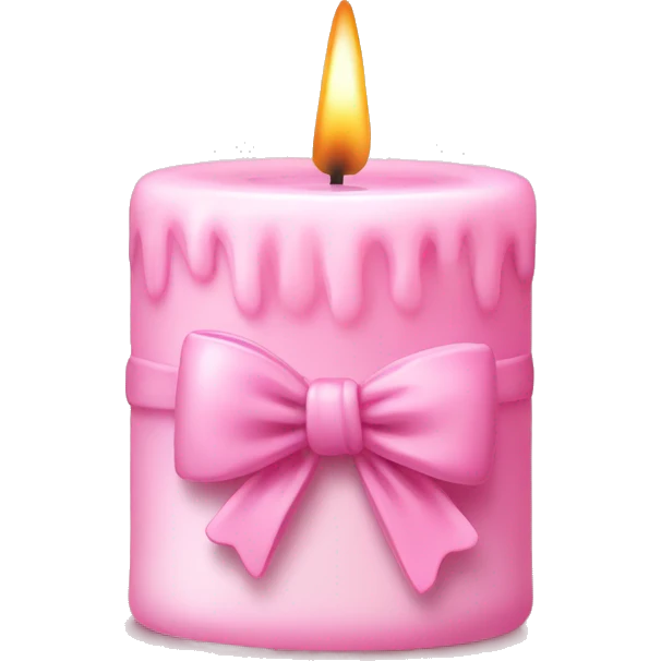 A candle With a  bow and ist baby pink emoji