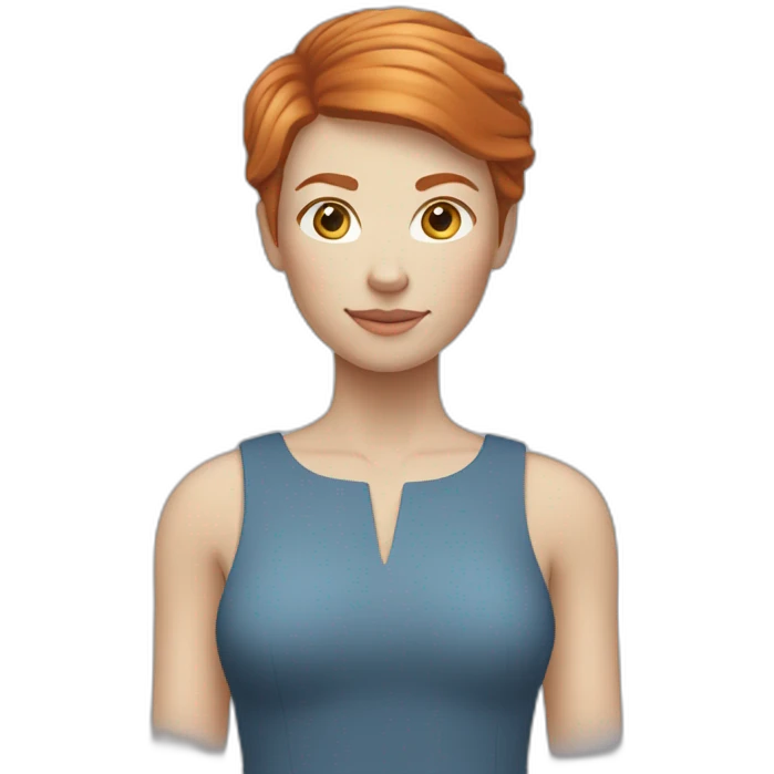 Gingerhair woman with short hair and light beige skin and blue eyes emoji