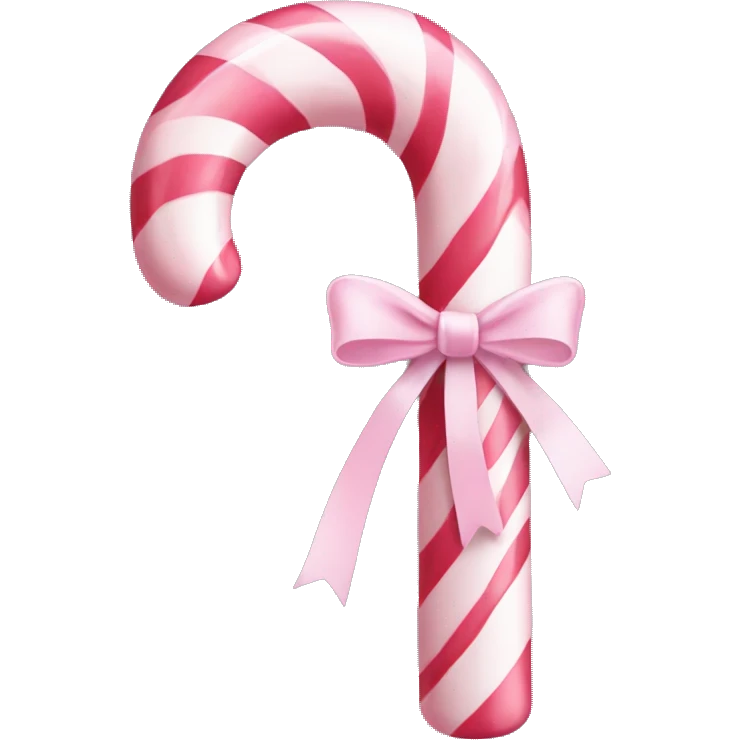 Pinky candy cane with bow emoji