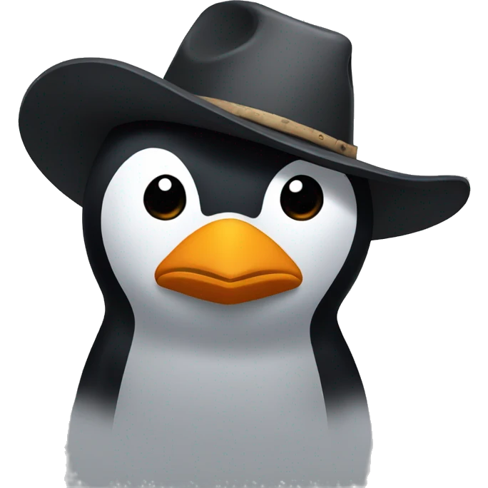 Sad penguin in a cowboy hat emoji