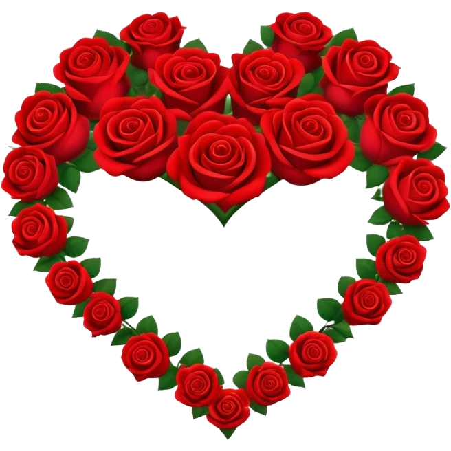 bouquet of red roses arranged in a heart shape emoji