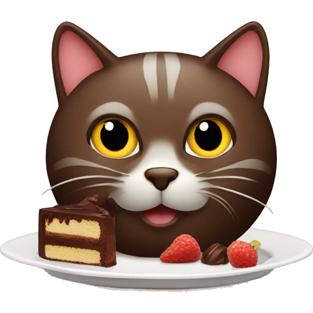 a cat eating a chocolate cake emoji