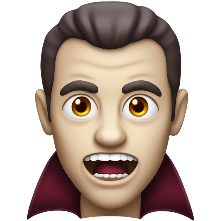 Vampire  burgundy, with two sharp fangs emoji
