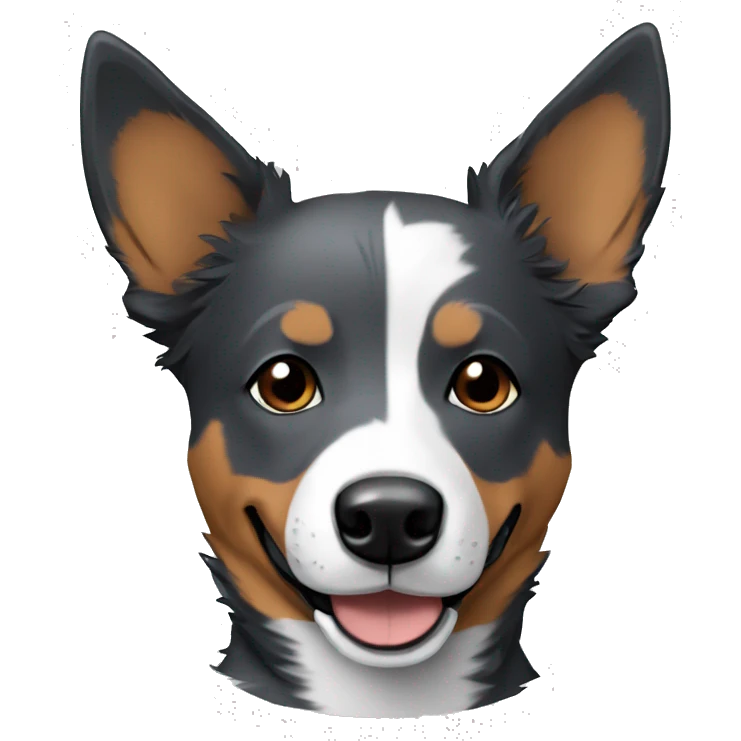brown eyes dog blue heeler smile dark gray and white fur emoji