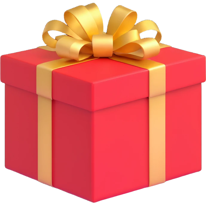 gift box, red with gold ribbon emoji