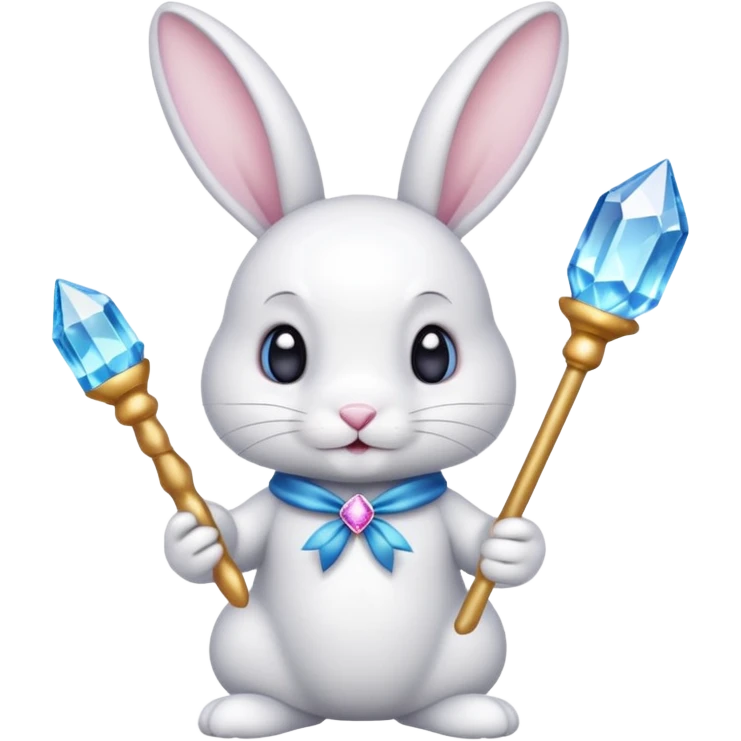White bunny with wand and with cristals emoji