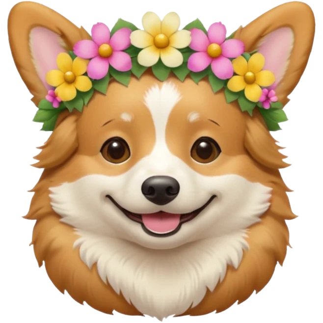 Corgi dog wearing a flower crown emoji