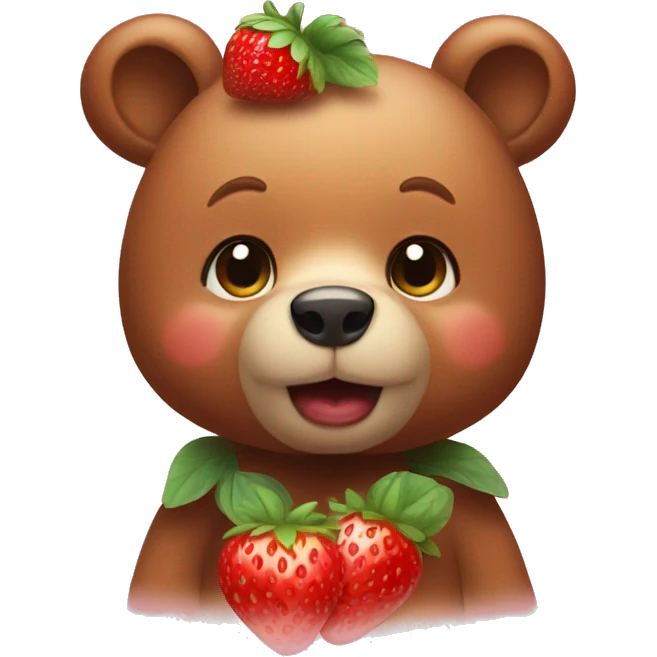 a cute little bear with a little strawberry on her head emoji