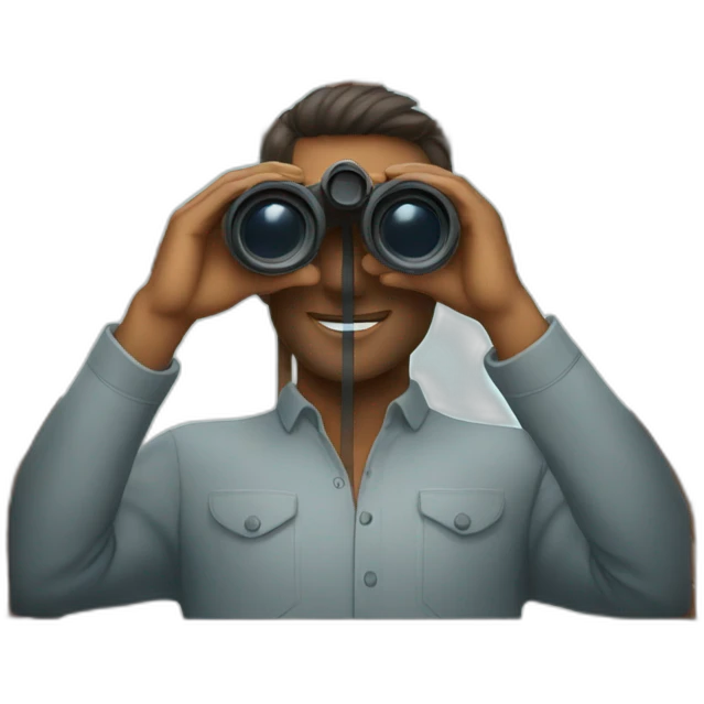 man with binoculars in a window emoji