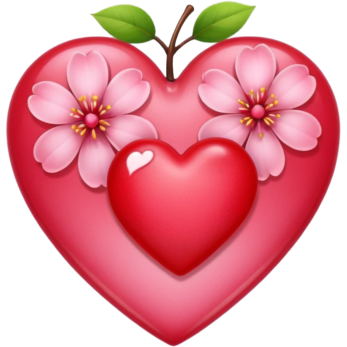 heart with sakura and a cherry fruit emoji