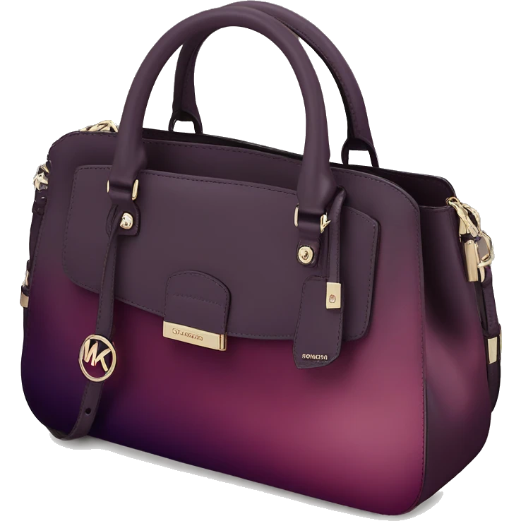 Realistic isolated dark plum to dark wine color ombre Michael Kors satchel purse.  emoji
