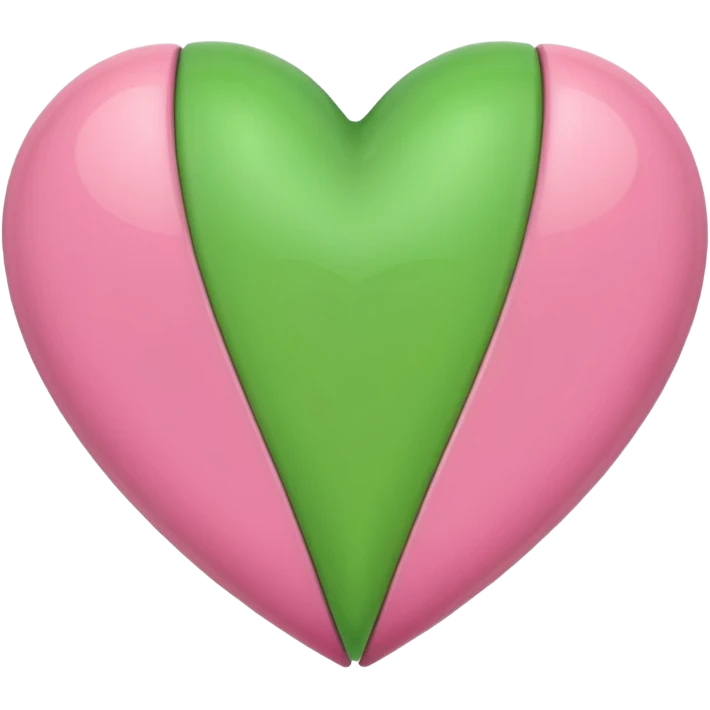 half pink half green heart emoji