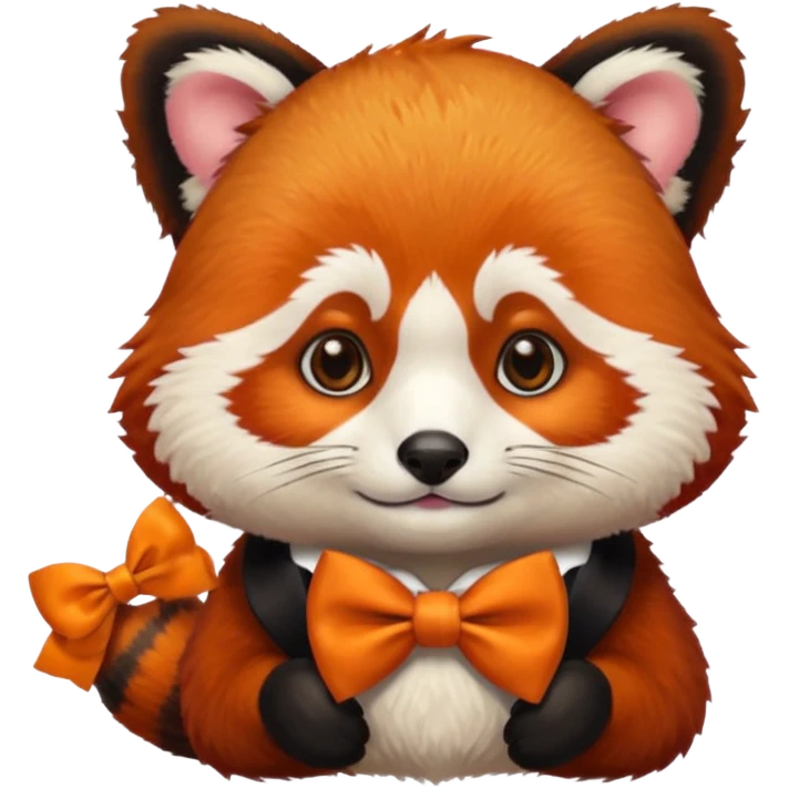 a red panda with orange bow tie, portrait emoji