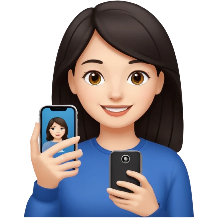 quiero crear una chica con una movil como si estuviese grabando vlog con el pelo oscuro  emoji