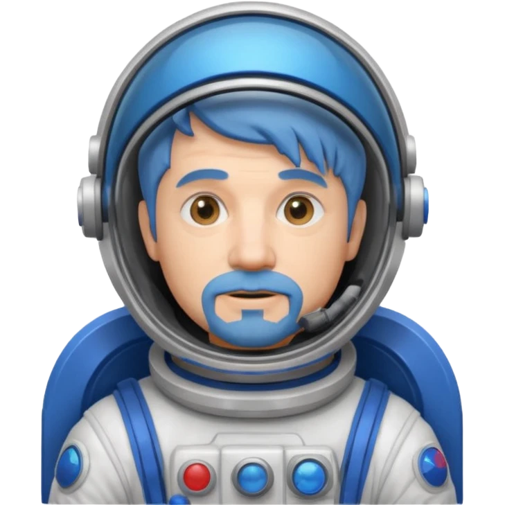 Astronauts, Middle-age, male, white skin, blue hair and blue beard emoji