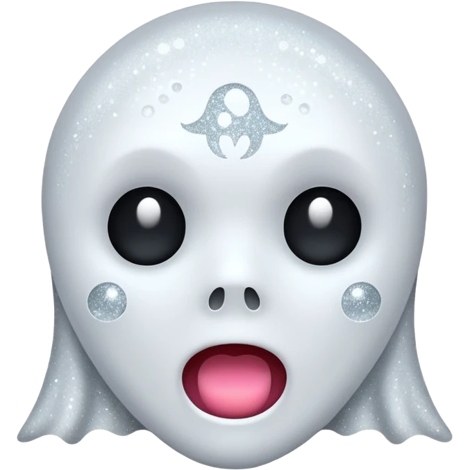white Ghost face glitter  emoji