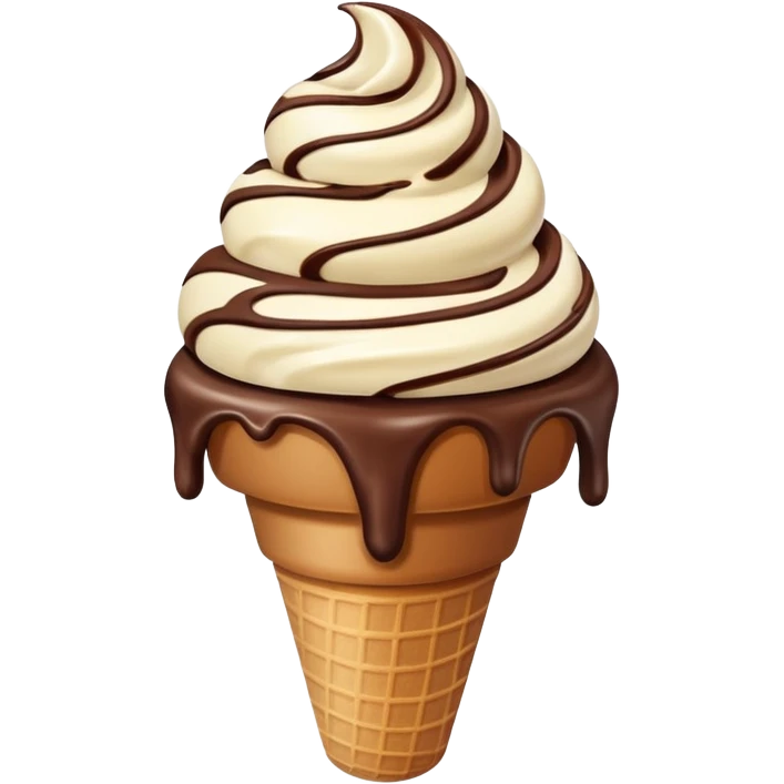 melted white and dark chocolate ice cream emoji